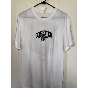 Bella Canvas Go Get Em Tiger Graphic T-Shirt White Black Short Sleeve Large New